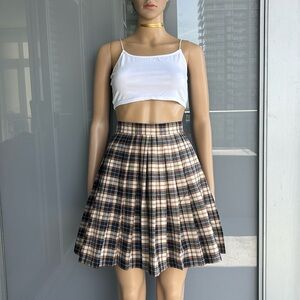 Vintage Pleated Plaid Skirt